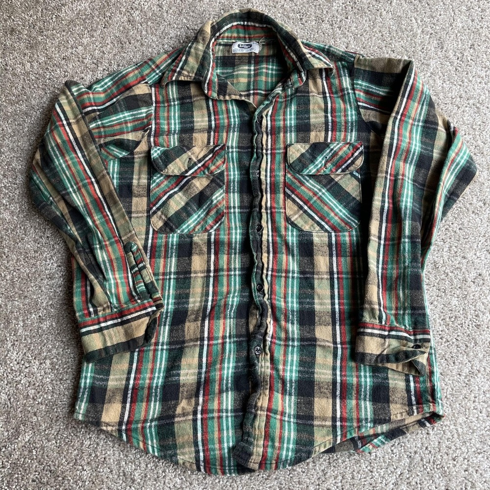 Vintage Mr. Leggs Shirt Mens Small Plaid Flannel Long Sleeve Button Up